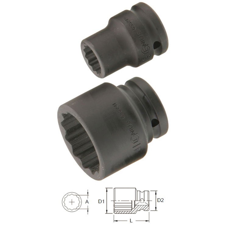 Genius Tools 655255 3/4"-os 12 lapú gépi dugókulcs fej, 55 mm termék fő termékképe