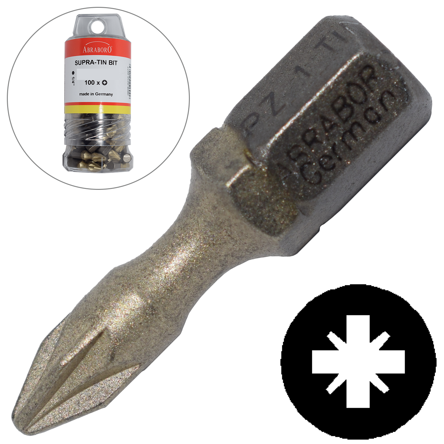 Abraboro PZ 1 x 25 mm Pozidrive SUPRA-TIN XXL bit, 100 db/csomag termék fő termékképe