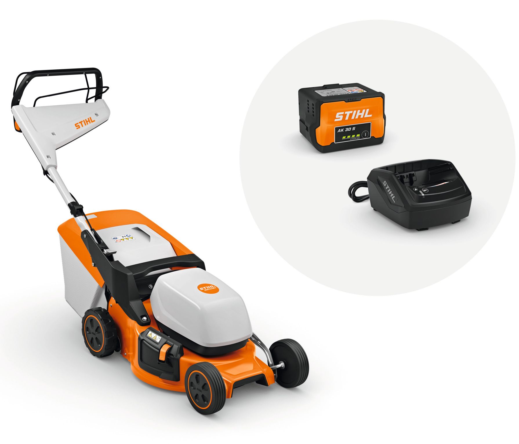 STIHL RMA 248 T akkumulátoros fűnyíró fix sebességű kerékhajtással (1 x 5.0 Ah Li-ion akkuval) termék fő termékképe