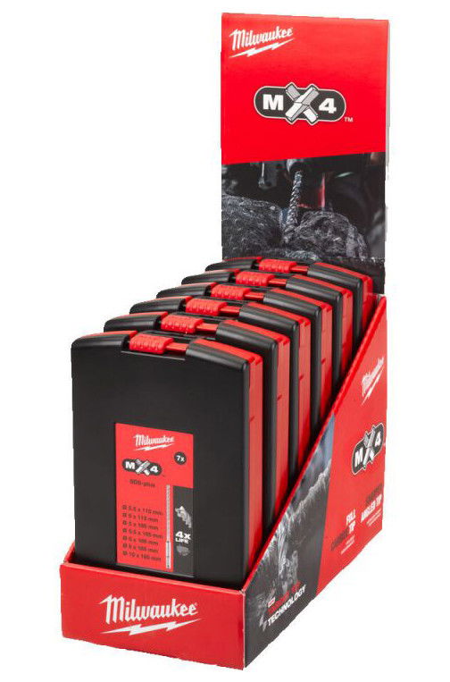 Milwaukee MX4 SDS-plus 4-élű fúrószár készlet, 7 darabos, 6 készlet/csomag termék fő termékképe