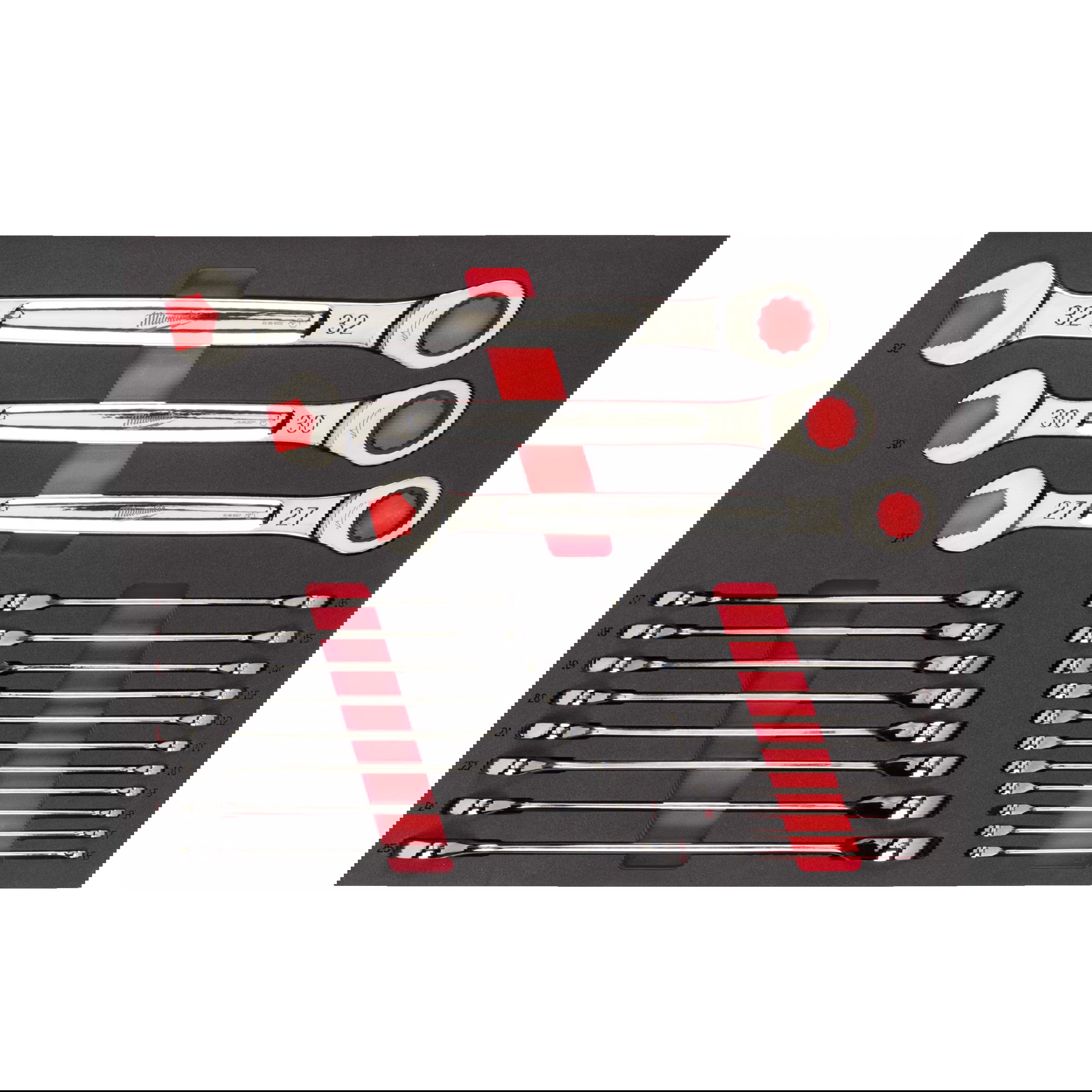 Milwaukee MAX BITE™ racsnis csillag-villáskulcs készlet habbetétben, metrikus, 22 darabos termék fő termékképe