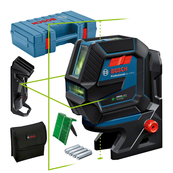 Bosch GCL 2-50 G kombinált lézer + RM 10 forgó tartó + DK 10 mennyezeti csipesz termék fő termékképe